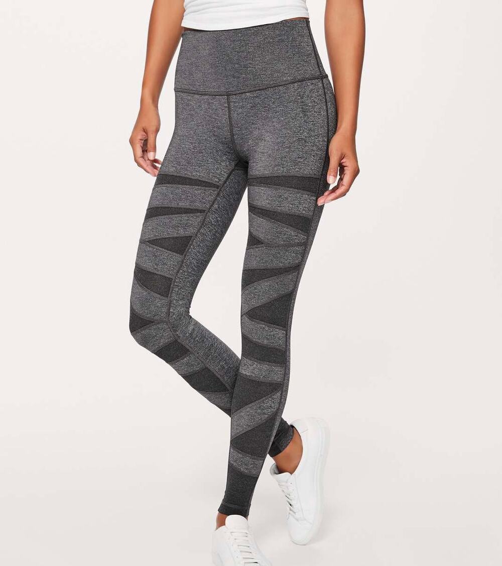 LULULEMON Wunder Under Pant Tech Mesh Leggings Heathered Black 2